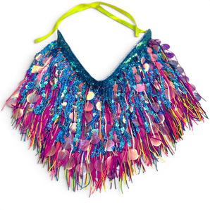 Pink Multicoloured and Turquoise Sequin and Tassel Choker