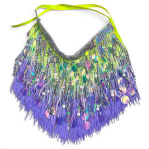 Lilac and Yellow Sequin and Tassel Choker