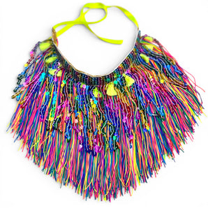 Multicoloured Rainbow Sequin and Tassel Choker