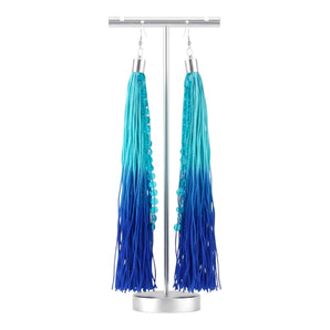 Blue Ambre and Sequin Tassel Earrings