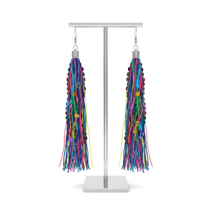 Blue Multicoloured and Sequin Tassel Earrings