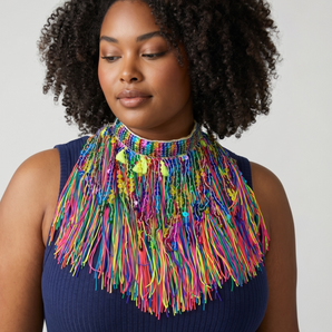 Multicoloured Rainbow Sequin and Tassel Choker