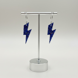 Blue Lightning Bolt Resin Earrings