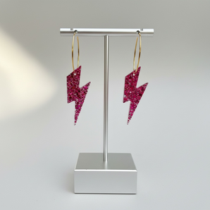 Pink Lightning Bolt Resin Earrings