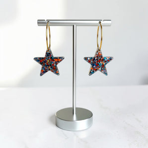 Bronze and Blue Star Resin Earrings
