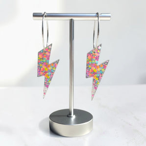 Multicoloured Lightning Bolt Resin Earrings