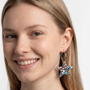 Bronze and Blue Star Resin Earrings
