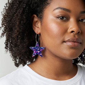 Blue Star Resin Earrings