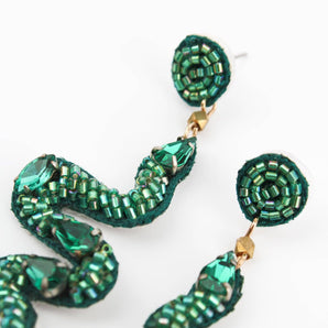 GREEN SNAKE EARRINGS