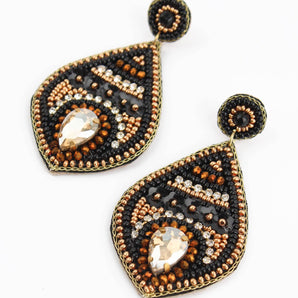 BLACK AND GOLD TEARDROP EARRINGS